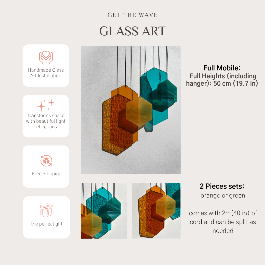 Geometrische Formen Sonnenfänger in orange und grün