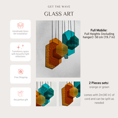 Geometrische Formen Sonnenfänger in orange und grün