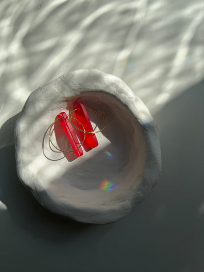 Glasohrringe Rectangle mit goldener Creole