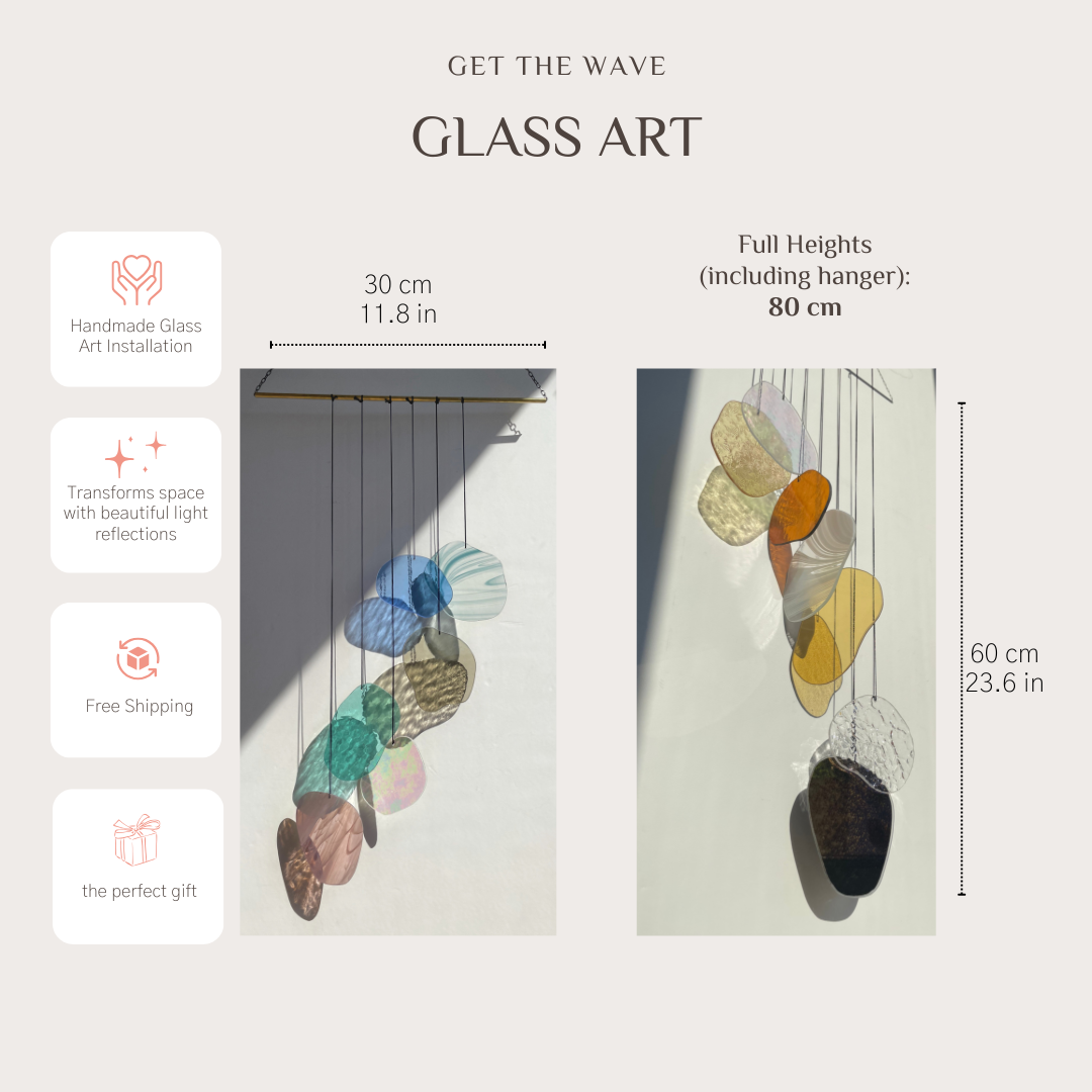 Gelb & orange Organic Shapes: Wandkunst mit antikem Spiegel