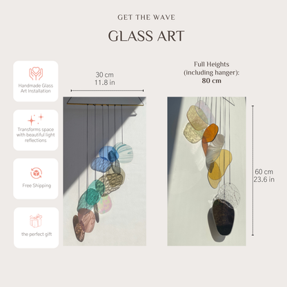 Gelb & orange Organic Shapes: Wandkunst mit antikem Spiegel