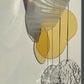 yellow orange Organic Shaped Wall Art in Pastel Colours, Glass Mobile Sun Catcher with Antique Mirror