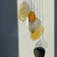 yellow orange Organic Shaped Wall Art in Pastel Colours, Glass Mobile Sun Catcher with Antique Mirror