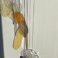 yellow orange Organic Shaped Wall Art in Pastel Colours, Glass Mobile Sun Catcher with Antique Mirror