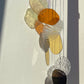 yellow orange Organic Shaped Wall Art in Pastel Colours, Glass Mobile Sun Catcher with Antique Mirror