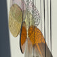 yellow orange Organic Shaped Wall Art in Pastel Colours, Glass Mobile Sun Catcher with Antique Mirror