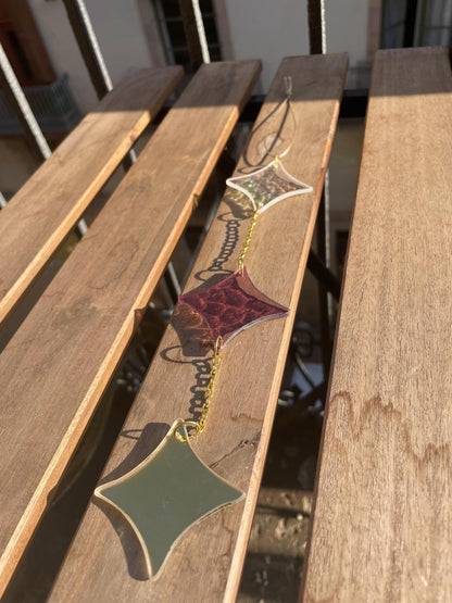 handgefertigte irisierende Weihnachtsdeko Fenster Glas Sterne l nachhaltige Weihnachtsdeko l slow fashion decor l Sonnenfänger Weihnachten l