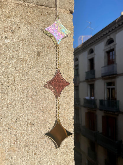 handgefertigte irisierende Weihnachtsdeko Fenster Glas Sterne l nachhaltige Weihnachtsdeko l slow fashion decor l Sonnenfänger Weihnachten l