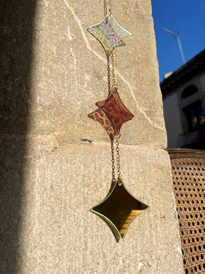 handgefertigte irisierende Weihnachtsdeko Fenster Glas Sterne l nachhaltige Weihnachtsdeko l slow fashion decor l Sonnenfänger Weihnachten l