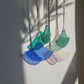 Japanische Wellen Glas. Modern Glass Art, boho Wandbehang, Gartendeko Gartenschmuck, Windspiel, Balkon Sommerdeko, Fensterdeko zum hängen