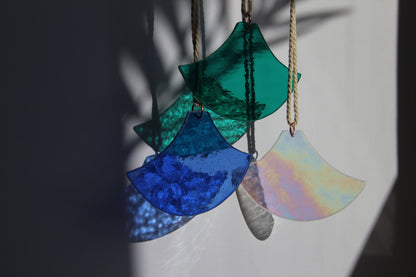 Japanische Wellen Glas. Modern Glass Art, boho Wandbehang, Gartendeko Gartenschmuck, Windspiel, Balkon Sommerdeko, Fensterdeko zum hängen