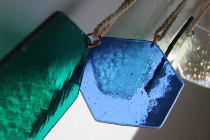 Glas Waben, Gartendekoration Windspiel, Sechseck, Fensterdeko hängend Sommer, Gartendeko Gartenschmuck, Sonnenfänger Glas Garten