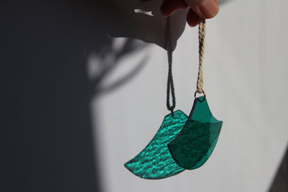 Japanische Wellen Glas. Modern Glass Art, boho Wandbehang, Gartendeko Gartenschmuck, Windspiel, Balkon Sommerdeko, Fensterdeko zum hängen