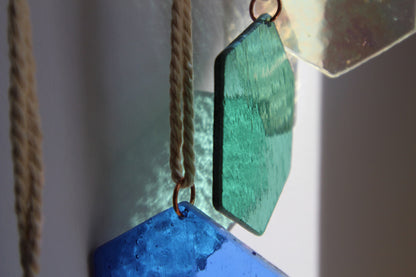 Glas Waben, Gartendekoration Windspiel, Sechseck, Fensterdeko hängend Sommer, Gartendeko Gartenschmuck, Sonnenfänger Glas Garten