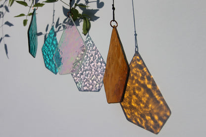 Glas Sonnenfänger Geometrischer Tropfen, Fensterdeko Frühling zum hängen, Gartenschmuck, Outdoor Balkon Aufhänge, Geschenk, Wandbehang