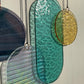 irisierend, türkis, gelb und lila Wandbehang im Art Deco Stil, Modern Glass Art Sonnenfänger Lichtspiel Glas, 30th birthday gift for women