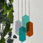 Mobile mit geometrischem Glas, Fenster Installation, Modern Glass Art Sonnenfänger Lichtspiel mit leuchtenden Elementen