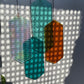 Mobile mit geometrischem Glas, Fenster Installation, Modern Glass Art Sonnenfänger Lichtspiel mit leuchtenden Elementen