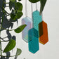 Mobile mit geometrischem Glas, Fenster Installation, Modern Glass Art Sonnenfänger Lichtspiel mit leuchtenden Elementen