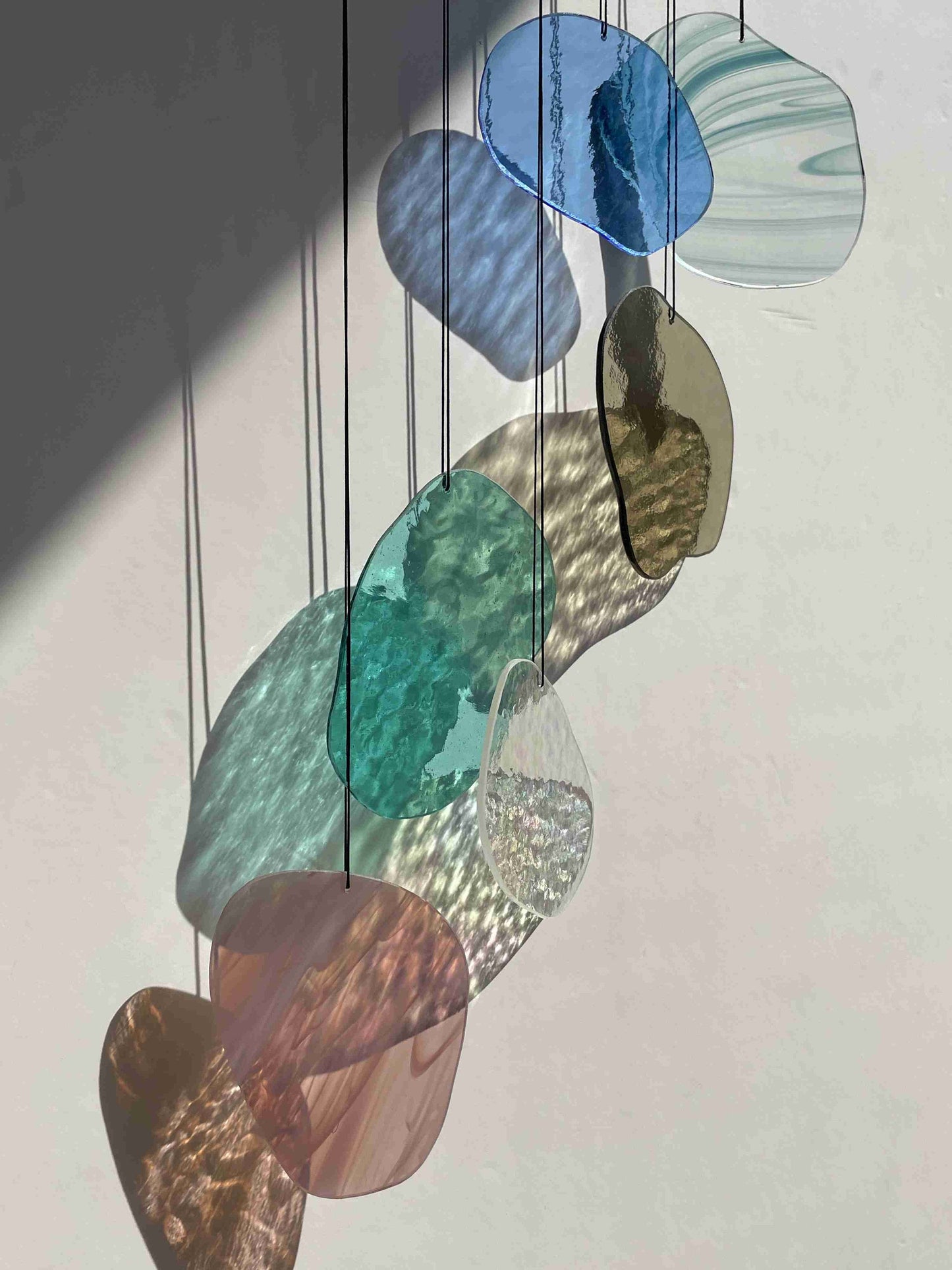 Organic Shaped Wall Art in Pastel Colours, Glass Mobile Suncatcher