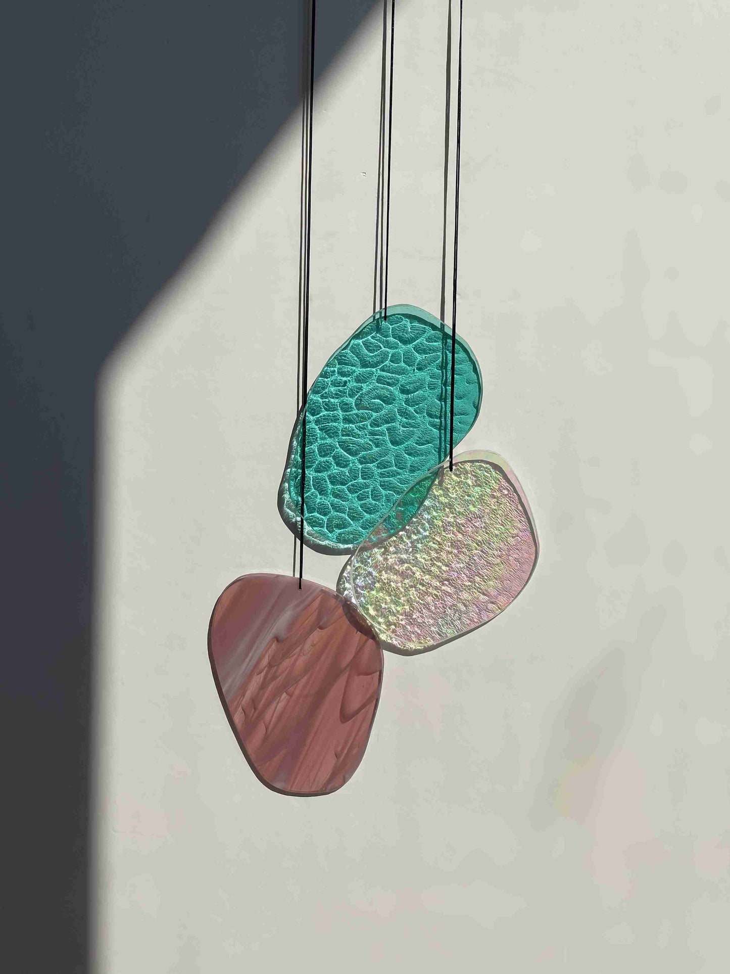 Organic Shaped Wall Art in Pastel Colours, Glass Mobile Suncatcher