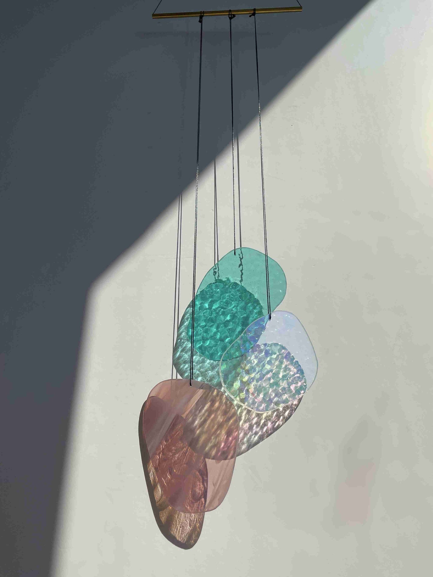 Organic Shaped Wall Art in Pastel Colours, Glass Mobile Suncatcher